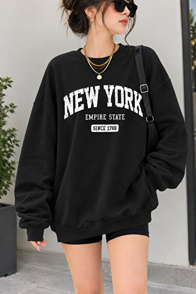 FAVORİST New York Empire State ženska majica sa širokim krojem, trostruki kon...