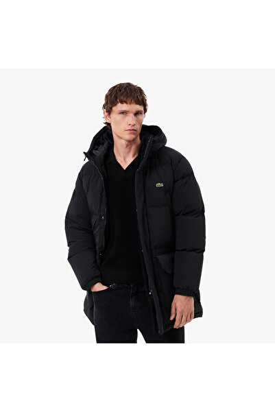 Lacoste Erkek Regular Fit Kapüşonlu Siyah Şişme Mont