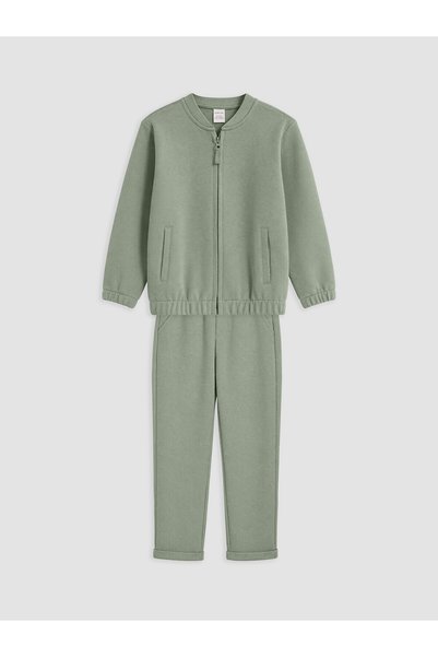 LC Waikiki Lcw Kids Green Pique Plain Boys' Set with Nevavm Difference