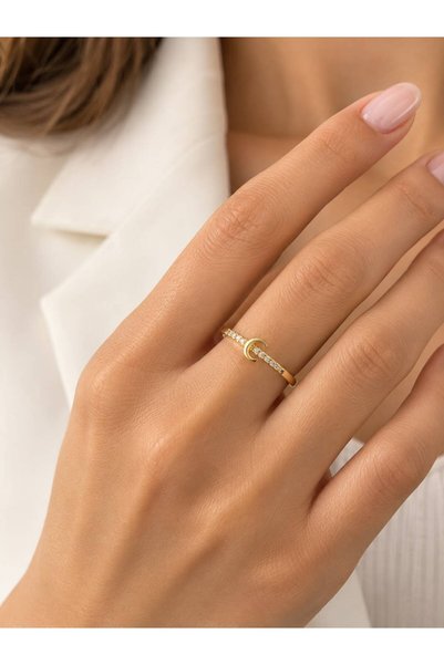Elvessa Jewelry Kişiye Özel C Harfli Ayarlanabilir Taşlı Yüzük - Zarif Altın ...
