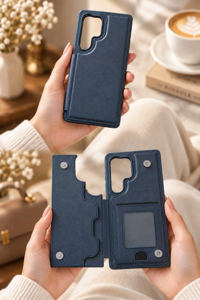 TechTrove Galaxy S25 Ultra Uyumlu Cüzdanlı Kartlıklı Arka Kapaklı Deri Görünü...