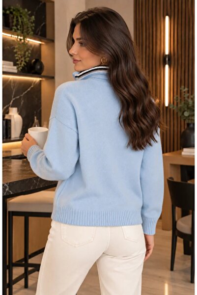 Park Karon Women's Half Zip Polo Collar Knitwear Sweater 8761
