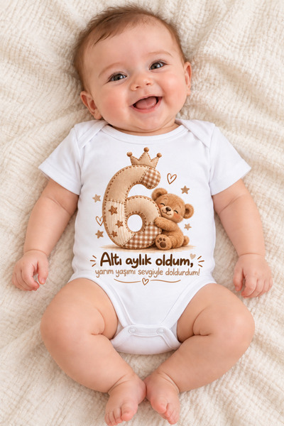 Baby Clime 100% Cotton Baby Bodysuit - I'M 6 Months Old Printed Snap-On Bodysuit