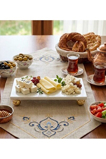 Mirsa Global Decorative Marble Tray with Gold Legs, Rectangular Model, Marble...