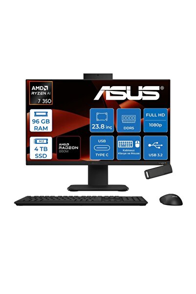 P600 Amd Ryzen 7 350 96GB 4TB SSD 23.8"fhd Dos PM640KA350F35+ZETTAUSBBELLEK