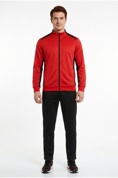 capeti Men's Red Black Diving Fabric Full Zipper Hiking and Running Tracksuit...