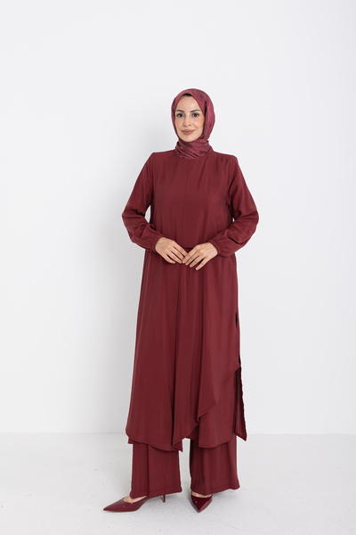 KADEEM Meyra Yazlik Cupra Set Burgundy - 9092