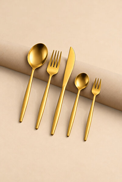 BEYZANA 30 Parça Gold Çatal Bıçak Kaşık Takımı