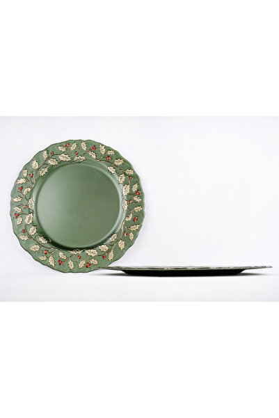 HERITAGE New Year's New Year Green Glass Supla Serving Plate 33 cm Single (1 ...