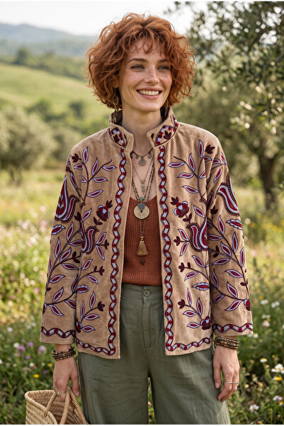 Bohoyasam Women's Suzani Embroidered Velvet Jacket – Ethnic Bohemian Design