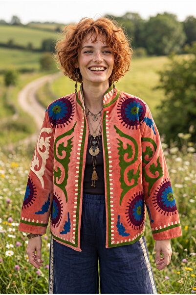 Bohoyasam Women's Suzani Embroidered Velvet Jacket – Ethnic Bohemian Design