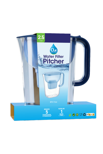 CLE WATER FILTERS Cle Filtreli Su Arıtma Sürahisi 2.5L - BPA Free, 5 Aşamalı ...