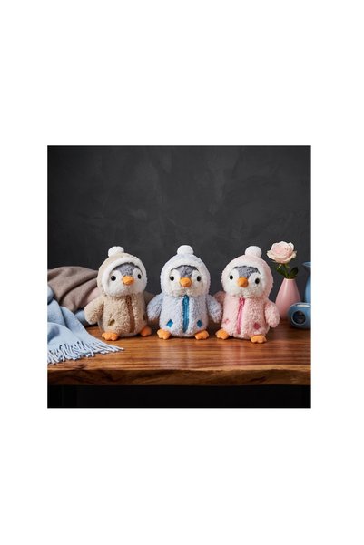 HEDİYEVİM Fermuarlı Penguen Peluş Pembe 26CM