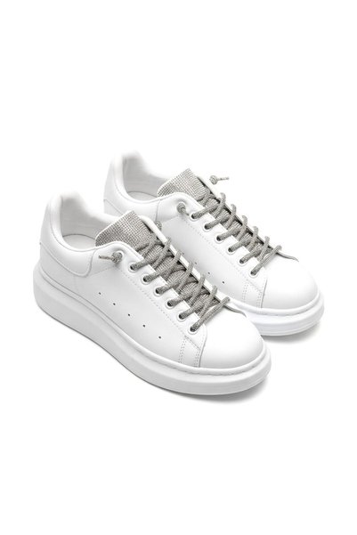 Zerenyus Pantofi sport pentru femei Silverhaven Premium Daily, cu șireturi, ortopedici, albi