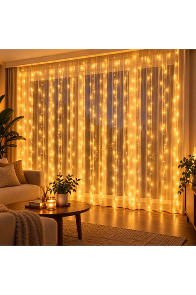YDGR 3x3 Metre Kumandalı LED Perde Işık USB Girişli 8 Modlu Gün Işığı Dekoratif Aydınlatma