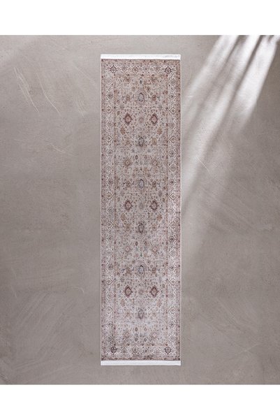 Madame Coco Sauvrel Shiny Effect İpeksi Kadife Halı - Kahverengi - 80x300 cm