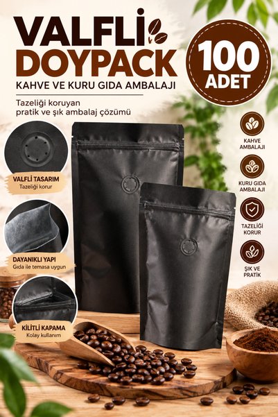 Valfli Doypack Ambalaj Poşeti (16x24,5+8 cm) 100 Adet