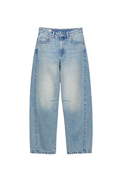 Pull & Bear Yan dikişli barrel fit jean