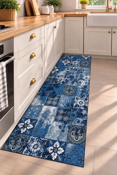 aymira home Dijital Baskı Suni Deri Pvc Kaymaz Taban Mutfak Matı Çok Amaçlı P...
