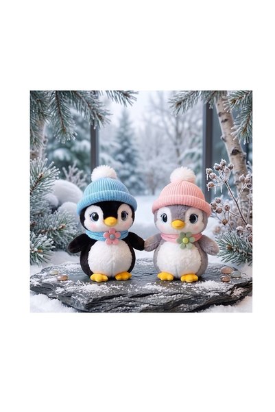 HEDİYEVİM Şapkalı Penguen Peluş Mavi 27CM