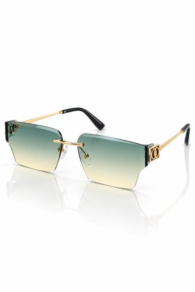 ModaLucci Premium Unisex Çerçevesiz Güneş Gözlüğü – Gold Metal Detaylı, Dikdörtgen Kesim, Modern ve Lüks Tasarım