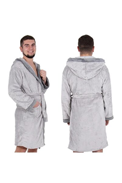 MyOfficeShop Halat de baie bărbătesc până la genunchi, glugă mare, mărimea L/...