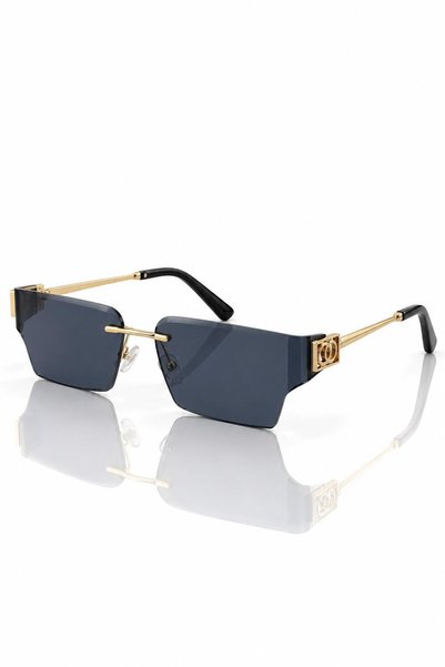 ModaLucci Premium Unisex Çerçevesiz Güneş Gözlüğü – Gold Metal Detaylı, Dikdörtgen Kesim, Modern ve Lüks Tasarım