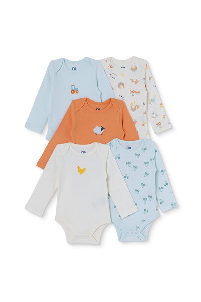 MOTHERCARE Erkek Bebek 5li Uzun Kol Body Zarf Yaka Uzun Kol