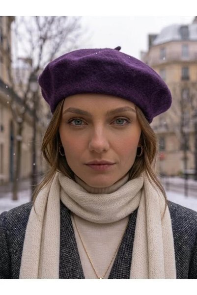 ALDAIYR Beretă franceză din pâslă de lână australiană, beretă australiană neagră