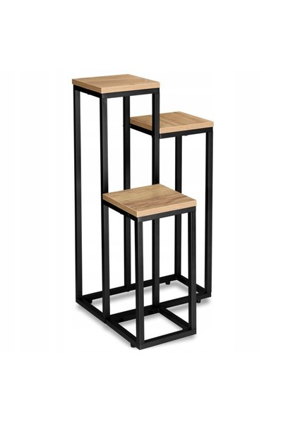 JollyMag Suport pentru ghivece de flori si plante, raft modern, negru și maro...