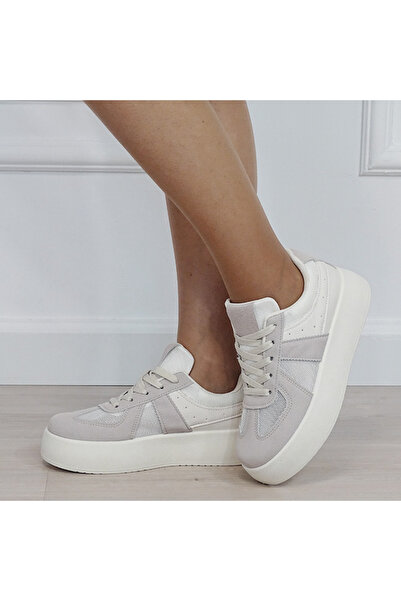 Ideal Shoes Adidași bej cu plasă perforată B-8992 M3
