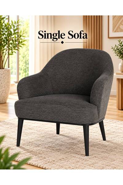 TrentonGCC Modern Single Sofa Armchair with Curved Backrest and Comfortable C...