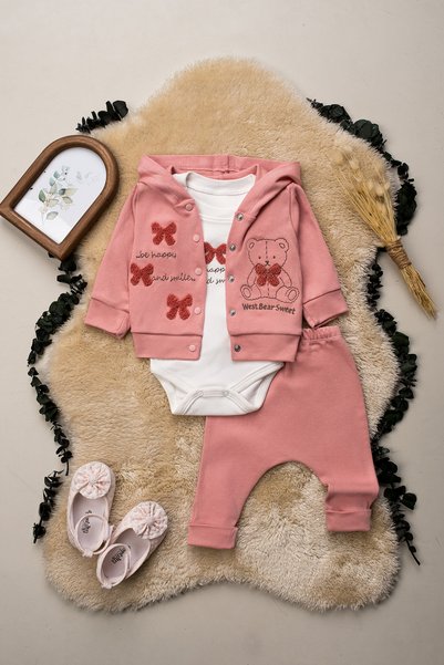Linora Baby Ribboned Rabbit Girl 3-Piece Set