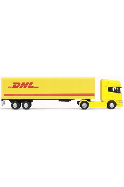 NO BRAND Model metalic de camion Scania DHL cu container