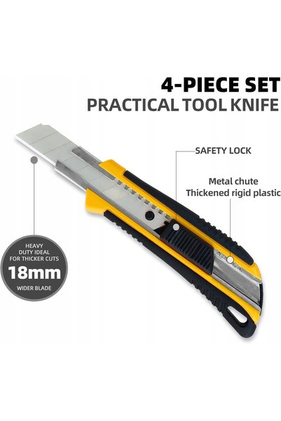 NO BRAND Cutter pentru covoare, cuțite ascuțite, 4 bucăți, 18mm, 20 lame în p...