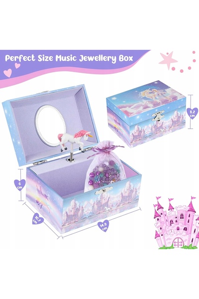 NO BRAND CUTIUȚĂ CU SERTAR, OGLINDĂ ȘI MEUZICĂ, ELEGANTĂ, CU UNICORN
