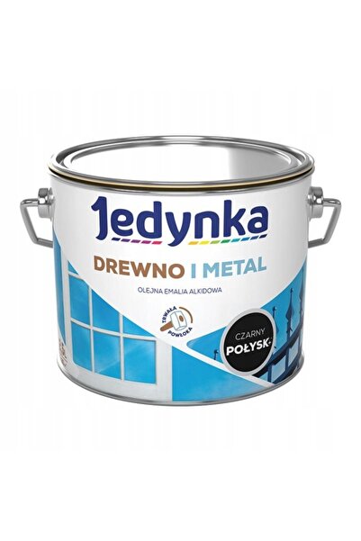 NO BRAND JEDYNKA Vopsea Ulei Emailată pentru Lemn și Metal, Negru Lucios, 2.5L