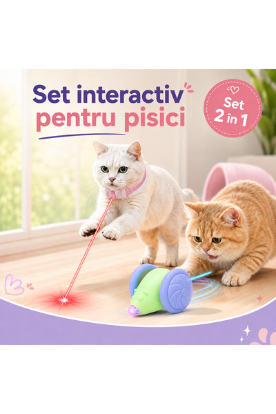 OEM Set interactiv pentru pisici, Jucărie inteligentă cu mișcare și LED + Zga...