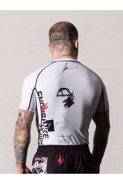 Mantovani MANTO rashguard cu mânecă scurtă OVERCOME alb mărime XL