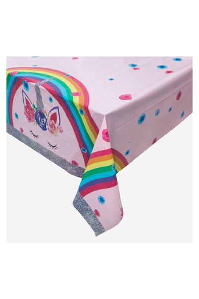 OEM Față de Masă din Plastic Roz Unicon Rainbow 180x120 cm – Protecție și Dec...