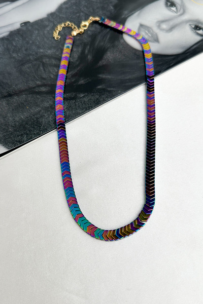Modex Rainbow Color Metallic Shiny Necklace (45cm)