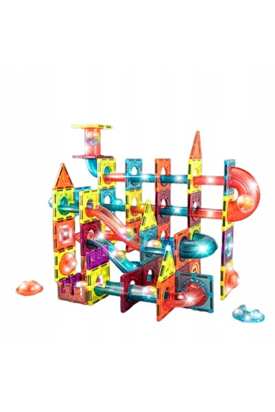 NO BRAND Cuburi magnetice de construcție – Set cadou cu circuit luminos, 110 ...