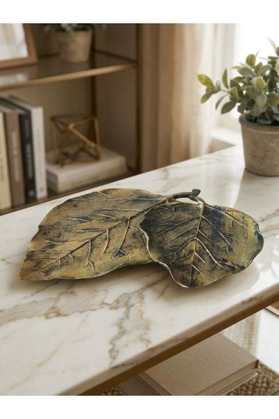 Nakkaş Home Collection Dekoratif Çift Yaprak Sunum Tabağı & Masa Üstü Obje - ...