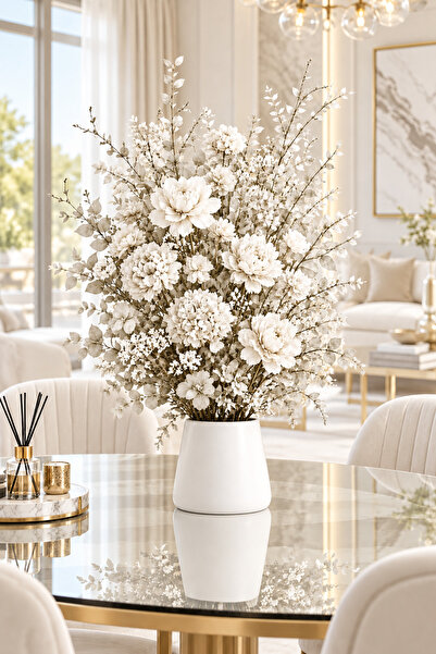 betonmall Concrete Flower Pot Decorative Artificial Flower Vase 20 cm Handmad...