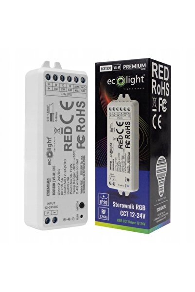 ecolight Controler pentru benzi LED RGB+CCT 15A 12-24V 5x 72W V5-M RF IP20 Ra...