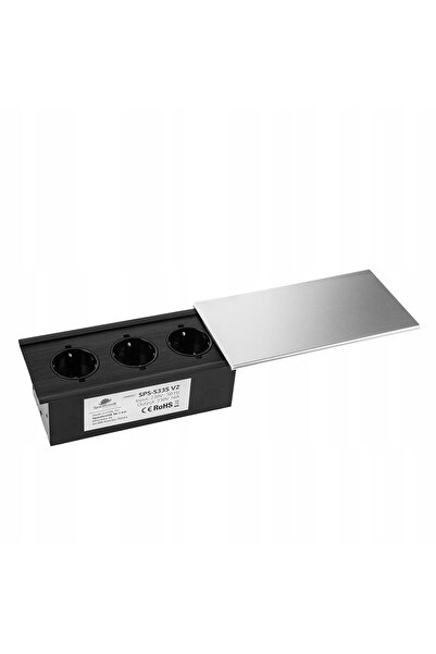 Spacetronik SPS-S33S V2 Priză triplă argintie pentru mobilier de blat, tip ex...