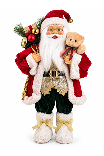 party mix New Year's Santa Claus Figure 45 cm Decorative Ornament with Teddy Bear and Gift Sack