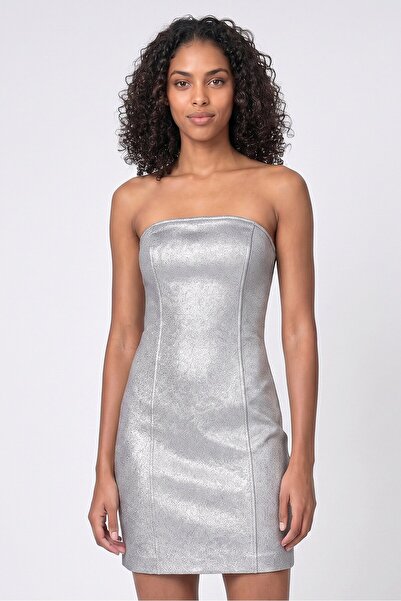 Cropp Women Metallic Mini Dress, Silver