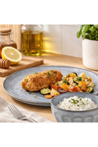 HowHomely SERIE DE MASĂ CU PIETRE, set de 16 piese Veselă albastră pentru 4 p...