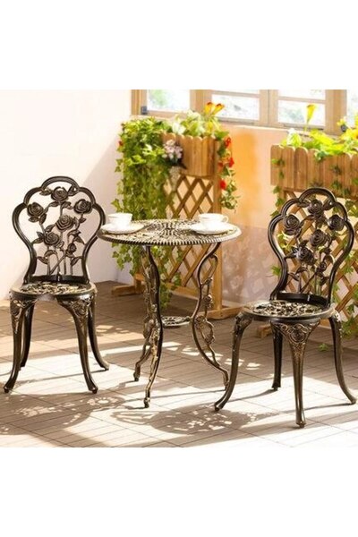 Relaxdays Set mobilier de exterior pentru terasă, masă și 2 scaune